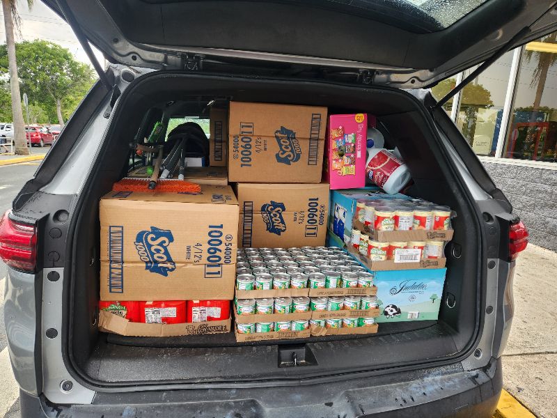 car with shopping supplies